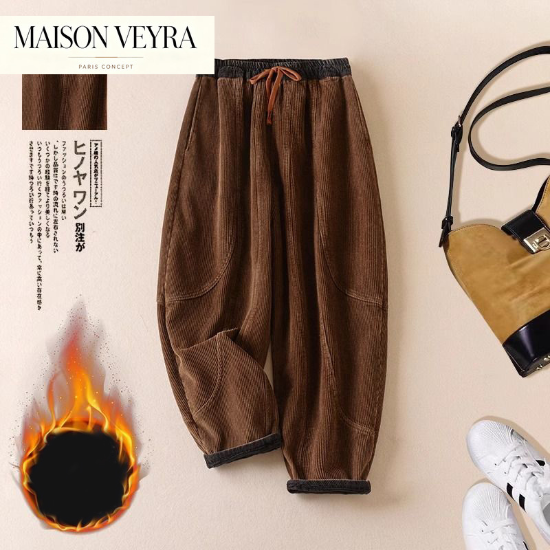 Corduroy Pant Warm - Pantalones harem de pana para mujer,